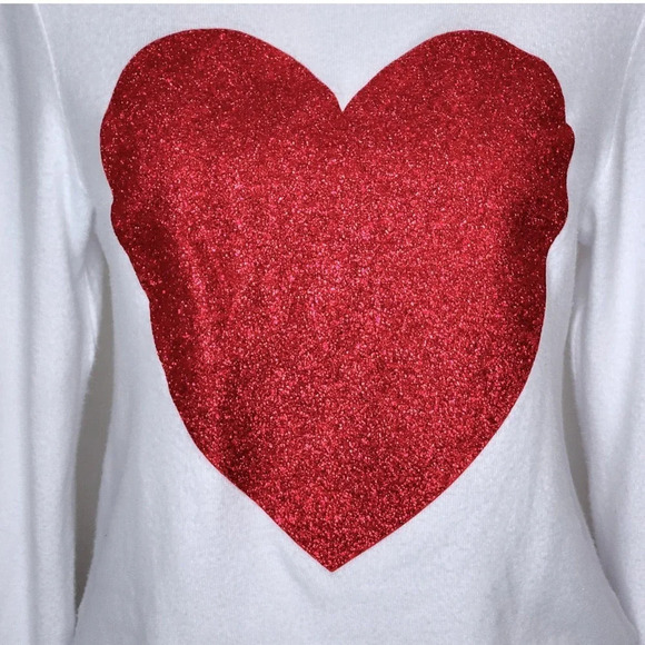 Wildfox Heart Oversized Sweatshirt (Size XXS) and Scarf Set Red Sparkle Heart - Picture 8 of 15